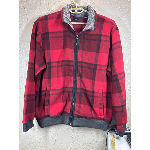 IZOD Buffalo Plaid Zip Up Jacket Lumber Jack Logger Hunter Winter Size Large - Picture 1 of 4